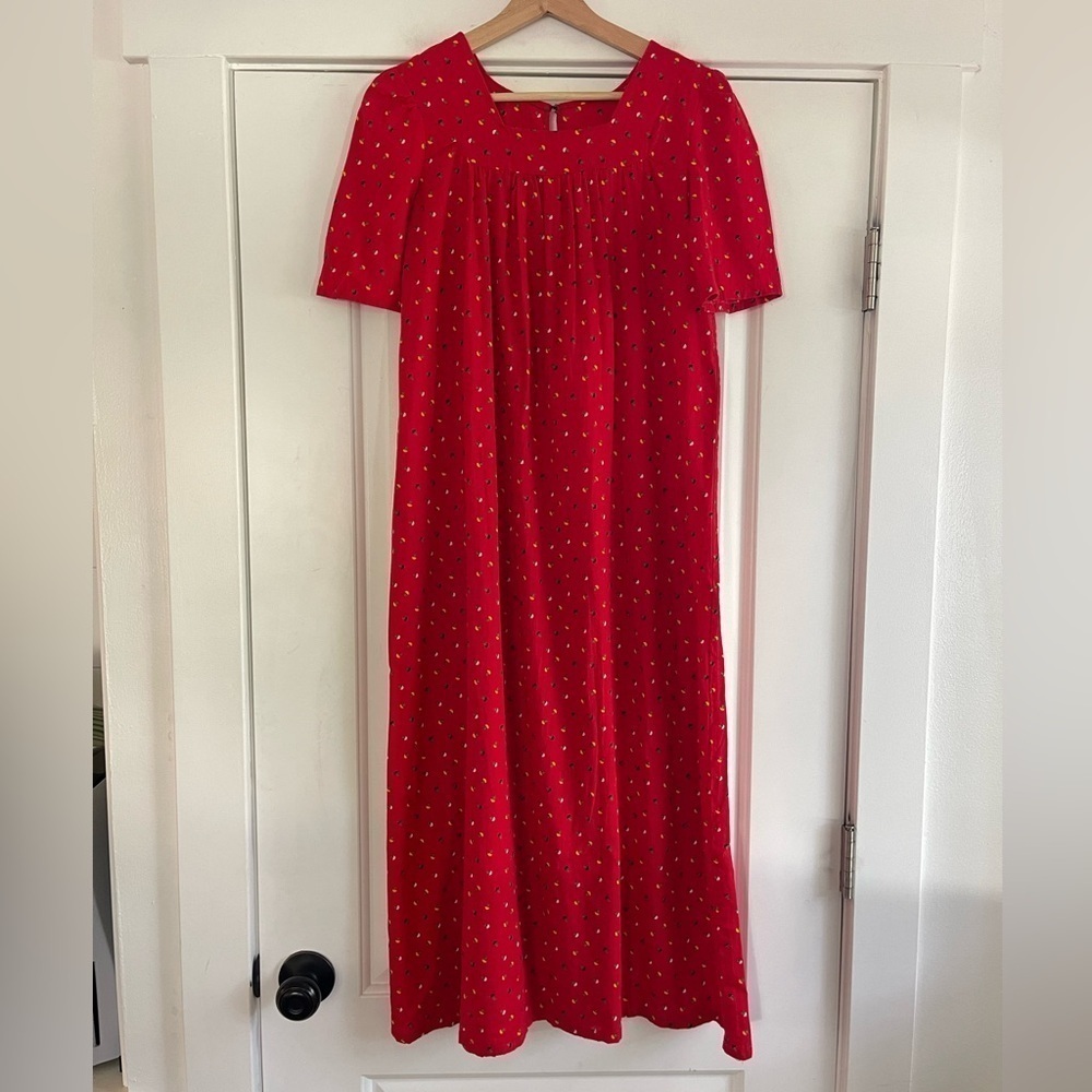 Amazing 70s Era Vintage Handmade Mushroom Print Dress - S